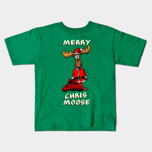Merry Chris Moose Kids T-Shirt by JAC3D